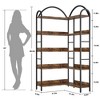 Arched Corner Bookshelf 68.5" Tall, Industrial Wood & Metal Bookcase for Home Office, 5-Tier Storage Shelf - 2 of 4