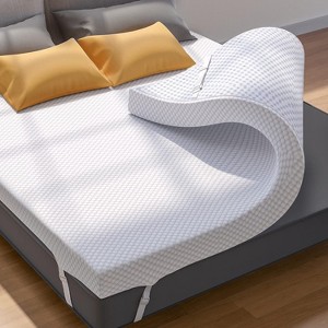 PERLECARE 3 Inch Gel Memory Foam Mattress Topper for Pressure Relief, Premium Soft Cooling Sleep, Non-Slip with Removable & Washable Cover-Queen - 1 of 4