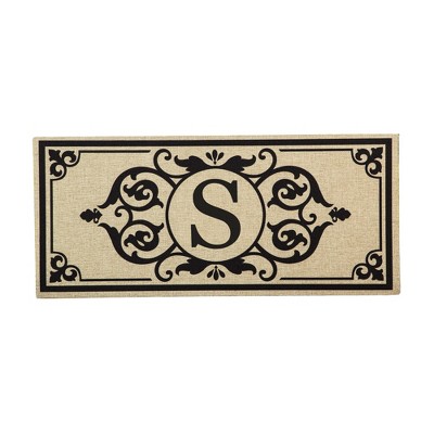 Evergreen Flag Cambridge Monogram Burlap Sassafras Switch Mat, Letter S