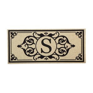 Evergreen Flag Cambridge Monogram Burlap Sassafras Switch Mat, Letter S - 1 of 4