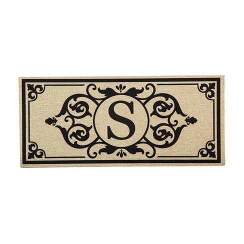 Evergreen Flag Cambridge Monogram Burlap Sassafras Switch Mat, Letter S - image 1 of 4