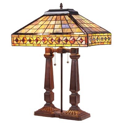 Chloe Lighting "sherwin" Tiffany-Style 2 Light Mission Table Lamp 16" Shade