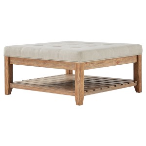 Southgate Natural Dimple Tufted Tapered Cocktail Ottoman Oatmeal - Inspire Q