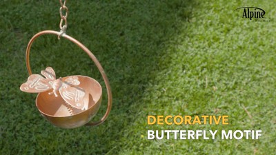 Copper Iron Hanging Butterfly Rain Chain with Spring, 73" Outdoor Decor