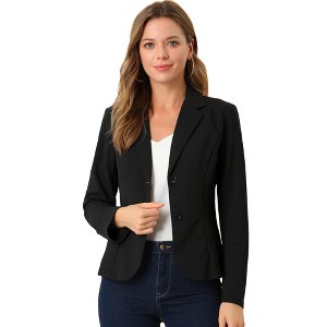 Allegra K Women's Elegant Work Office Lapel Collar Button Down Regular Fit Suit Blazer - 1 of 4