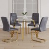 5-Piece Dining Set with Tempered Glass Round Table and 4 PU Armless Chairs - 2 of 4