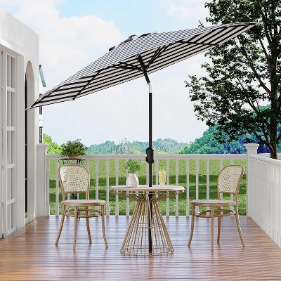 9 FT Patio Umbrella, Table Umbrella Outdoor Patio with Crank Lift & Push Button Tilt, 8 Sturdy Ribs for Yard, Deck, Pool