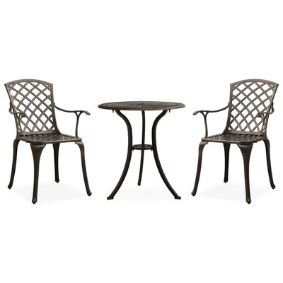vidaXL 3 Piece Bistro Set Cast Aluminum Bronze