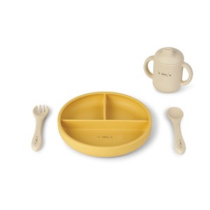 SARO "Food & Fun" 3-Piece Silicone Baby Feeding Set: Suction Plate, Spill-Proof Cup & Ergonomic Utensils for Self-Feeding - 1 of 3