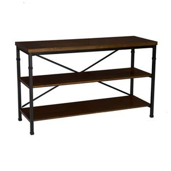 50" Austin Industrial 3 Shelf Mixed Material Media TV Stand for TVs up to 40" Light Brown - Linon