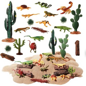 TEMI 26-Piece Desert Animals Diorama Kit with Reptiles and Cactus Models, Educational Learning Set - 1 of 4
