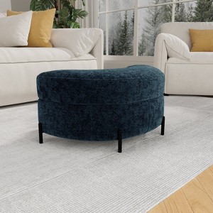 Mlmh & Kngwa 33.9" W Half-Moon Storage Ottoman Bench With Metal Legs - 1 of 4