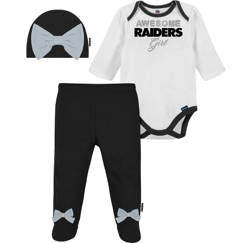 Nfl Las Vegas Raiders Baby Girls' Onesies 3pk Set - 6-9m : Target