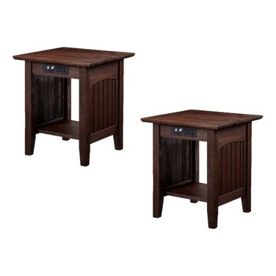 AFI Furnishings Nantucket End Table Set of 2 with Charger BA