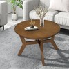 VYNXARIA 32inch Wood Round Coffee Table for Living Room,Mid Century Farmhouse Circle Wooden Coffee Tables for Apartment - 3 of 4