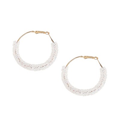 SOHI Women's White Bling Hoop Earrings