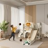 SEVOBAL Baby Activity Gyms 7-in-1 Toddler Slide Playset with Ring Toss Basketball Hoop Climber Tunnel for Indoor Fun, White, 73.2"*60.2"*43.7" - 2 of 4