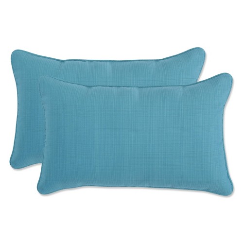 Outdoor 2-Piece Lumbar Toss Pillow Set - Turquoise Forsyth Solid