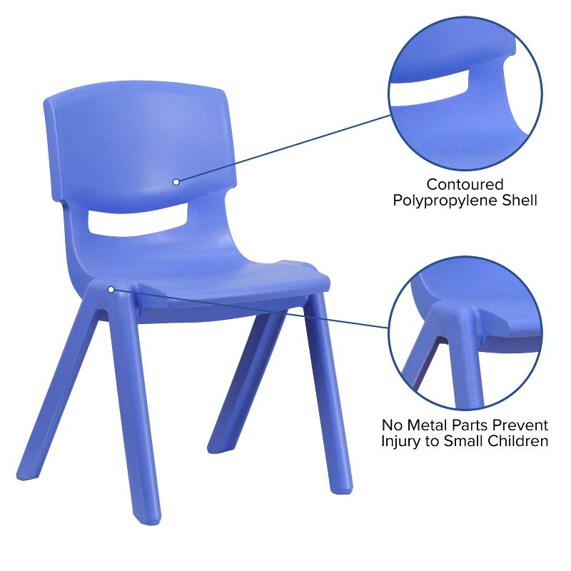 Flash Furniture 4 Pack Blue Plastic Stackable School Chair with 15.5'' Seat Height, 3 of 11