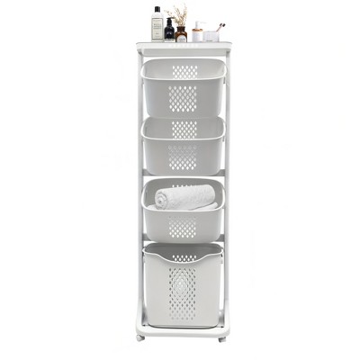 SKRAN 4-layer Laundry Hamper Sorter,Laundry Storage Organizer with Wheels,Easy to move,Removable Rolling Laundry Baskets,Stylish and Practical