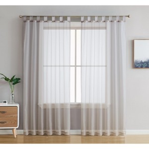 HLC.ME Tab Top Window Curtain Sheer Voile Panels for Living room & Bedroom, Set of 2 - 1 of 4