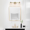 LNC Amaduz 21.5-in Polished Gold Bathroom Vanity Light with Seeded Glass Cone Shade, Modern, 3-Light - 2 of 4