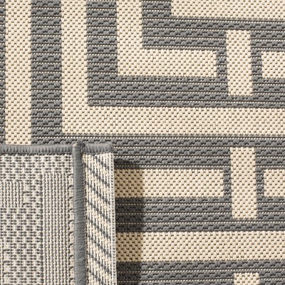 Gray Synthetic Stain-Resistant Outdoor Rug, 27" x 10"