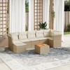 vidaXL 8 Piece Patio Sofa Set with Cushions Poly Rattan - Beige 3x Corner + Table + 3x Middle - 2 of 4