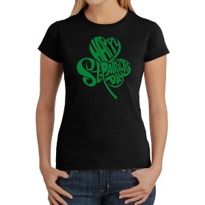 LA Pop Art Women's Word Art T-Shirt - St. Patrick's Day Shamrock - 1 of 4