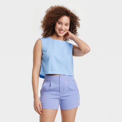 Women's Linen Tank Top - A New Day™ Blue S