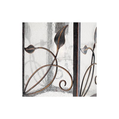 Bronze Leaf and Vine Lantern-Style Outdoor Wall Light
