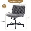 Wide Seat Office Chair, Armless Computer Task Chair, Criss Cross Legged with Wheels, Cute Desk Chair for Vanity - 3 of 4