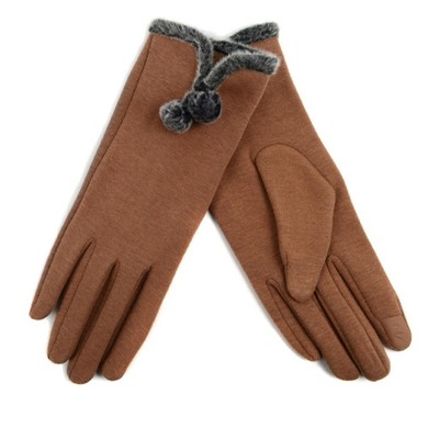 Women's Stylish Touch Screen Gloves with Fur Trim & Fleece Lining