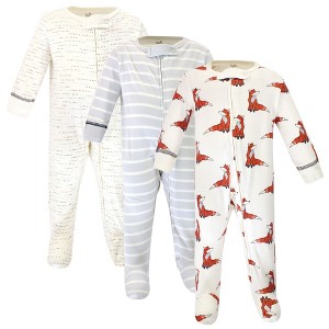 Touched by Nature Baby Boys Organic Cotton Zipper Sleep and Play 3pk, Boho Fox - 1 of 4