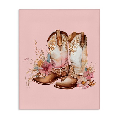 Stupell Industries Floral Pink Cowgirl Boots, 24" x 30"
