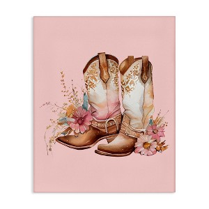 Stupell Industries Floral Pink Cowgirl Boots, 24" x 30" - 1 of 4
