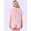 INSPIRE CHIC Womens Satin Silky Pajama Set Short Sleeve Round Neck Top Slit Shorts Sleepwear - 4 of 4