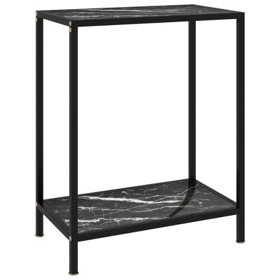 vidaXL Console Table Black 23.6 in.x13.8 in.x29.5 in. Tempered Glass