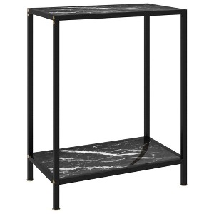 vidaXL Console Table Black 23.6 in.x13.8 in.x29.5 in. Tempered Glass - 1 of 4