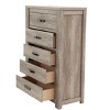 Bedroom Furniture Rustic Light Grey Simple 1pc Chest Of Drawers 5-Drawers Storage Cabinet Solidwood - 3 of 4