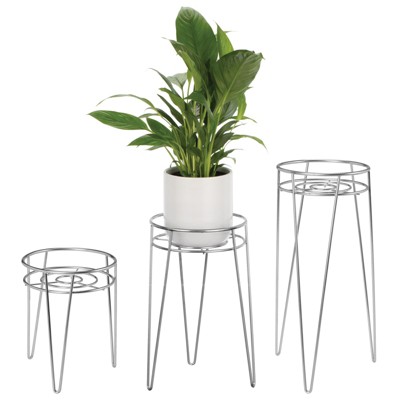 Mdesign Metal Indoor/outdoor Plant Stands With Hairpin Legs, Set Of 3 ...