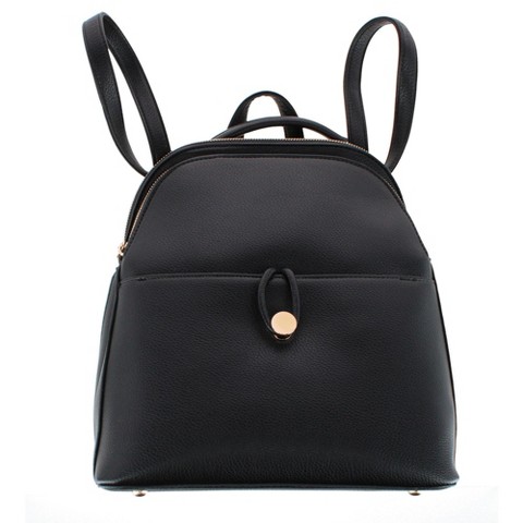CTM Women's Pocket Detail Convertible Backpack to Crossbody Purse, Black
