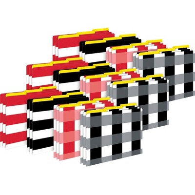 Barker Creek Buffalo Plaid and Wide Striped 14pt Letter-Size File Folders Multi-Design Set: 36 Pack, Top Tab, 50 Sheet Capacity