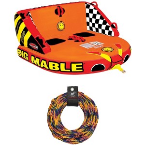 SPORTSSTUFF 53-2213 Big Mable 2 Person Double Rider Lake Inflatable Towable Boat Tube with 60-Foot Tow Rope and Heavy-Duty Full Nylon Cover - 1 of 4