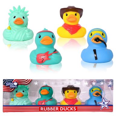 Sunny Days Squeeezy 4pk Americana Rubber Ducks Fidget Toy