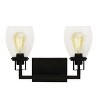 Yosemite Home Decor Jordan 2-Light Vanity Light in Matte Black Finish with Clear Seeded Glass Shades - 2 of 4