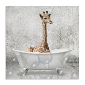 Stupell Industries Baby Giraffe Bath Time, 17" x 17" - 1 of 4
