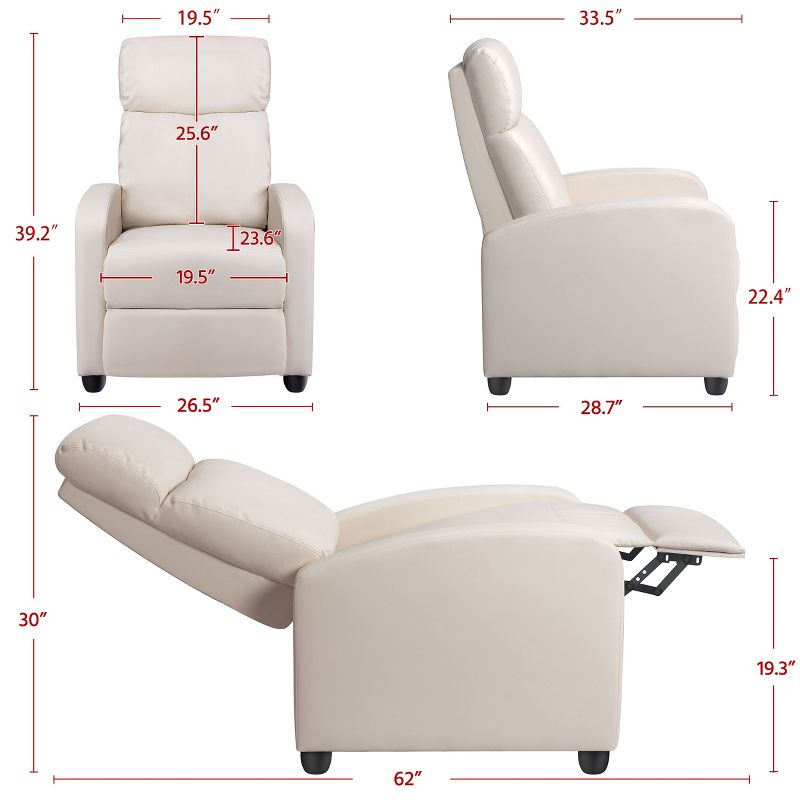 Yaheetech Adjustable Recliner Chair PU Leather Upholstered for Living Room, 3 of 10