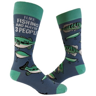 I Like Fishing And Maybe 3 People Socks Funny Hunting Fathers Day Dad Footwear - Crazy Dog Socks