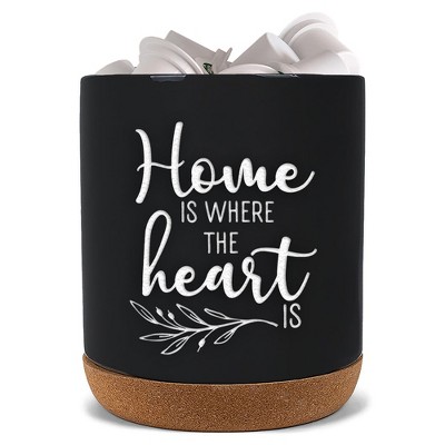 Elanze Designs Home Heart Black X-Large Cork Bottom, Kitchen Counter, Ceramic Stoneware, Coffee, Tea and Hot Chocolate, Machine Brewing, K Capsule Pod